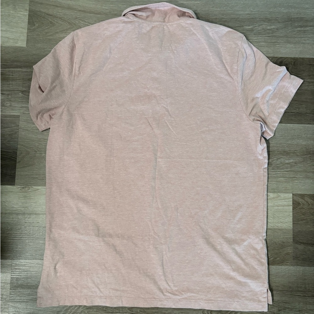 American Eagle Men's Heathered Light Pink Polo Shirt - Picture 5 of 7